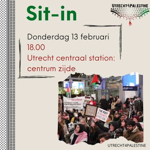 UTRECHT4PALESTINE

Sit-in 

Donderdag 13 februari
18:00
Utrecht centraal station:
centrum zijde

UTRECHT4PALESTINE

