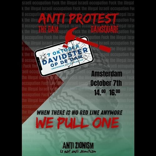 Anti-protest @ Davidster op de Dam

Amsterdam 7th
14.00-16.00

When there is no red line anymore
We pull one
