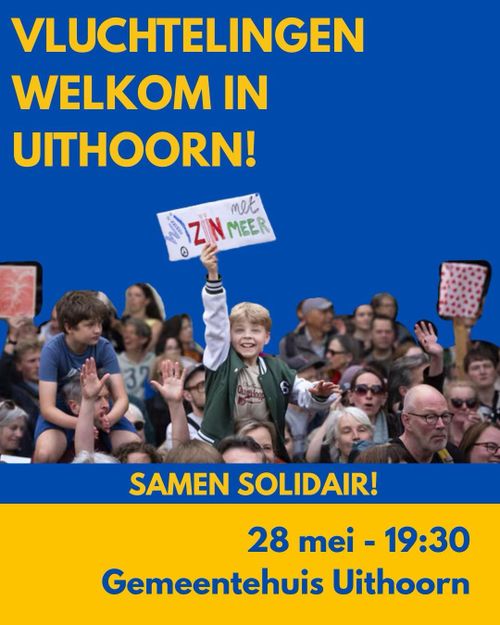 VLUCHTELINGEN WELKOM IN UITHOORN!

SAMEN SOLIDAIR!

28 mei - 19:30
Gemeentehuis Uithoorn
